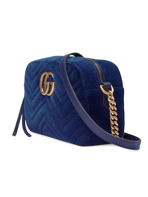 gucci marmont blue velvet small|Gucci Marmont suede bag.